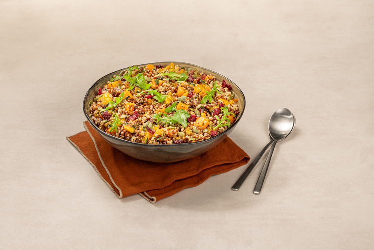 LA GRANDE SALADE quinoa, lentilles, butternut, épinards, cranberries et compotée d'agrumes