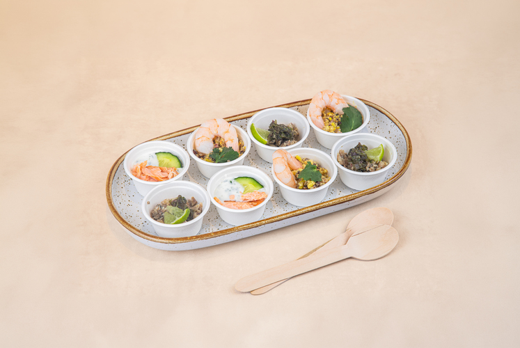 LES VERRINES  - Rillettes de sardines & crevette & saumon fumé à chaud