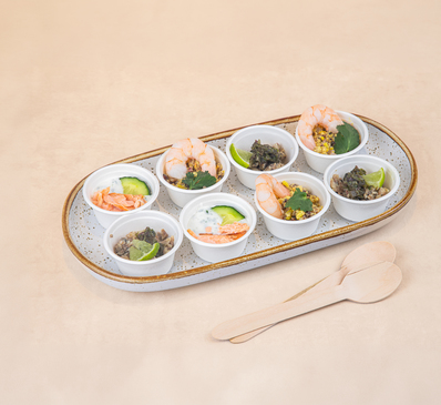 LES VERRINES  - Rillettes de sardines & crevette & saumon fumé à chaud