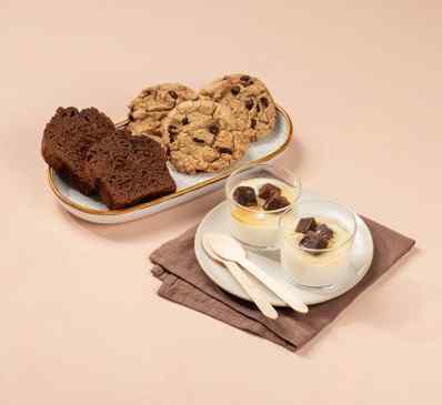 LES GOURMANDISES SUCRÉES - verrine fromage blanc au brownie et sirop de macadamia & cookie & cake